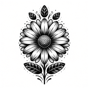 Blackwork Daisy With Solid Black Fill