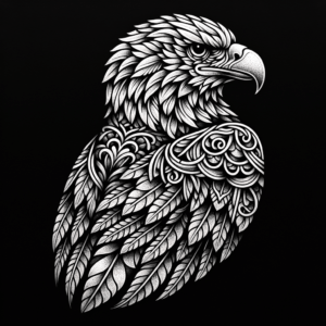 Blackwork Eagle With Intricate Patterns