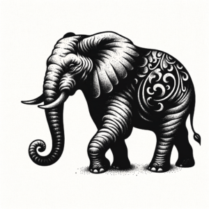Blackwork Elephant With Heavy Contrast