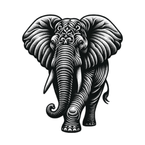 Blackwork Elephant With Solid Fill