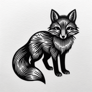 Blackwork Fox With Heavy, Solid Black Lines