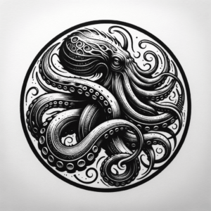 Blackwork Kraken With Intricate Blackwork