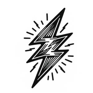 Blackwork Lightning Bolt With Deep Shading