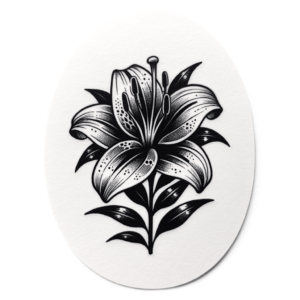 Blackwork Lily With Solid, Bold Black Areas