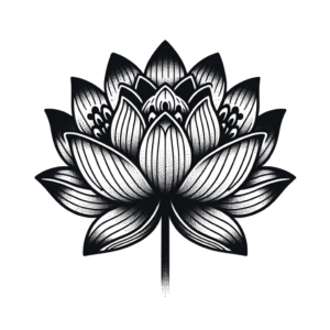 Blackwork Lotus With Solid Fills