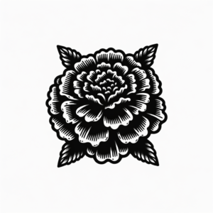 Blackwork Marigold With Bold, Solid Black