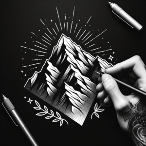 Blackwork Mountain With Heavy Contrast