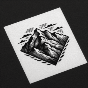 Blackwork Mountain With Solid Black Ink
