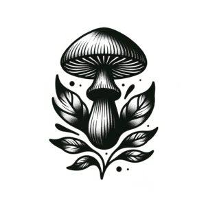 Blackwork Mushroom With Solid Black Shading