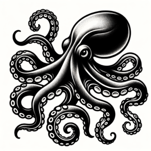 Blackwork Octopus With Solid Black Ink And Bold Contrast