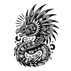 Blackwork Quetzalcoatl With Shadowed Areas