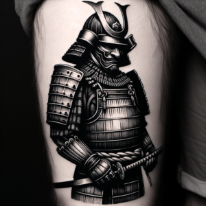 Blackwork Samurai With Solid Black Fills