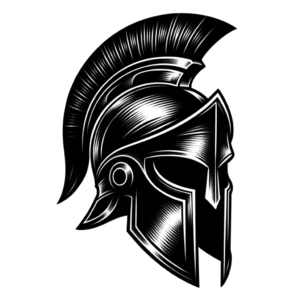 Blackwork Spartan Helmet With Dark Shadows