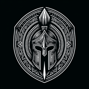 Blackwork Spartan Shield With Dark Shadows
