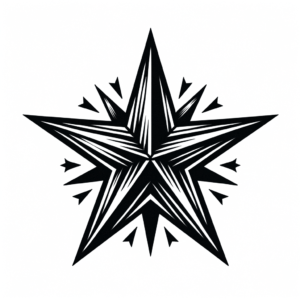 Blackwork Star With Solid Black Fill And Sharp Edges