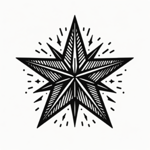 Blackwork Star With Solid Black Fill And Sharp Edges