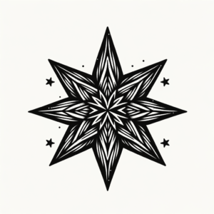 Blackwork Star With Solid Black Fill And Sharp Edges