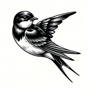 Blackwork Swallow With Dense Shading