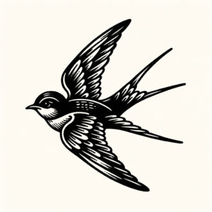 Blackwork Swallow With Detailed Shading