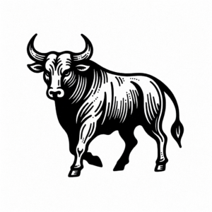 Blackwork Taurus Bull With Heavy Black Ink