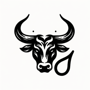 Blackwork Taurus Symbol With Solid Black Lines