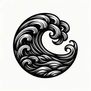 Blackwork Wave With Solid Black Ink