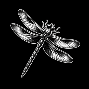 Bold Blackwork Dragonfly With Solid Ink