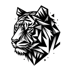 Bold Geometric Tiger With Angular Shapes