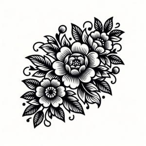 Bold Outlines In A Traditional Flower