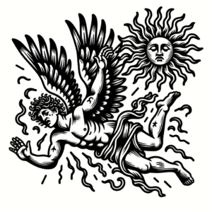 Bold Outlines In A Traditional Icarus