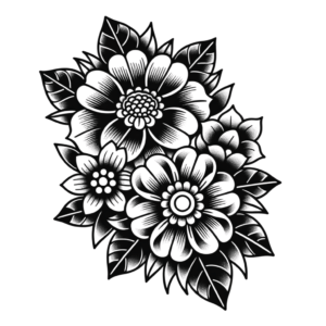 Bold Traditional Flower Outlines