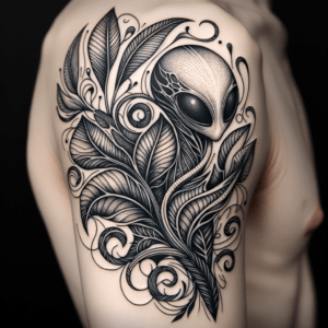 Botanical Alien With Leaves And Vines