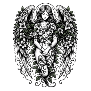 Botanical Angel With Vine Accents