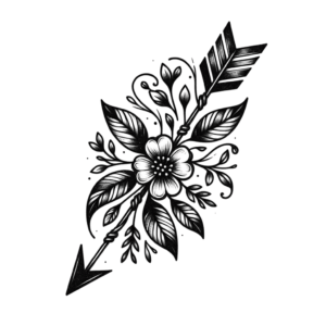 Botanical Arrow Intertwined With Leaves And Flowers