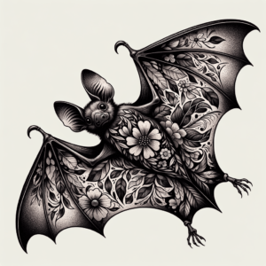 Botanical Bat With Floral Patterns