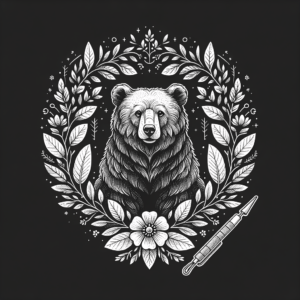 Botanical Bear With Floral Frame