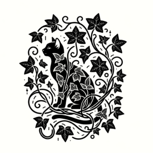 Botanical Cat With Ivy Vines