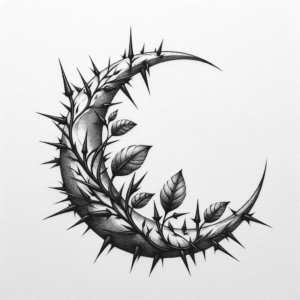 Botanical Crescent Moon With Thorns