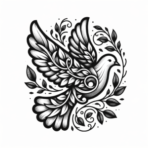 Botanical Dove With Vine Accents