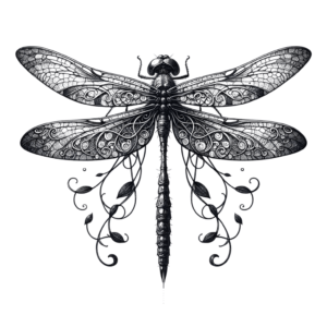 Botanical Dragonfly With Subtle Vine Accents