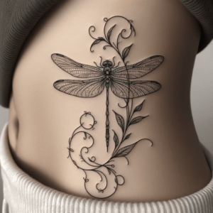 Botanical Dragonfly With Subtle Vine Accents
