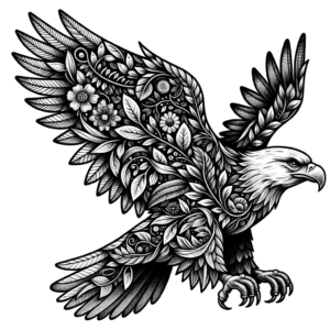 Botanical Eagle With Nature Elements
