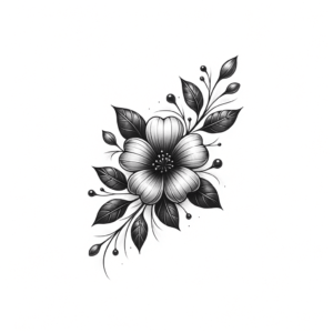 Botanical Flower With Subtle Vine Accents