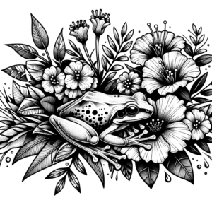 Botanical Frog Surrounded By Flowers