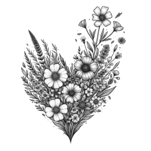 Botanical Heart With Wildflowers