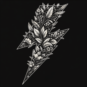 Botanical Lightning Bolt With Nature-Inspired Elements