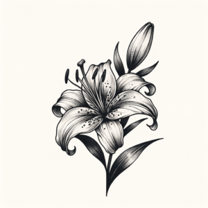 Botanical Lily With Scientific Illustration Style