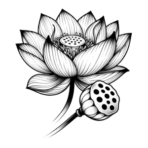 Botanical Lotus With Naturalistic Details