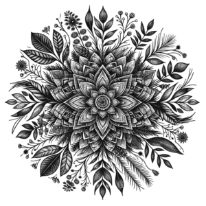 Botanical Mandala With Detailed Plant And Flower Motifs