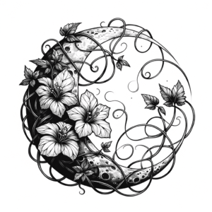 Botanical Moon Wrapped In Vines